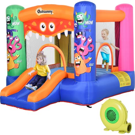 Castello Gonfiabile Gigante per Bambini con Scivolo e Canestro Trampolino Rimbalzante 250x180x175cm