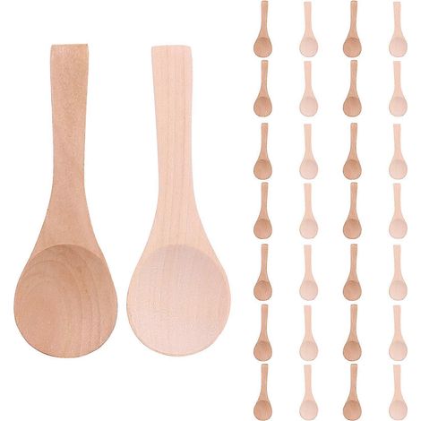 Petites cuillères en bois, mini cuillères de dégustation, cuillères à condiments, cuillères à sel pour la cuisine, assaisonnement, huile, café, thé, sucre, lot de 30. (1/5)