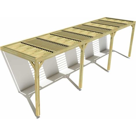 Pergola bois • 9m x 2m • adossée • sens profondeur • lames orientables bioclimatiques incluses • livraison comprise (1/3)