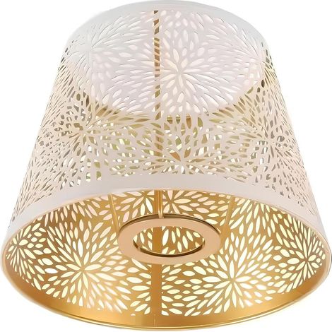 Lampe sur pied abat-jour e27 e26 blanc motif fleur sculpté en fer design moderne (1/5)