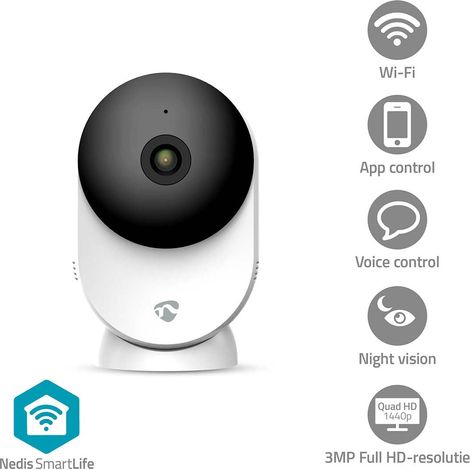 Telecamera per interni smartlife wi fi 3 mp full hd 1296p cloud storage opzionale microsd non inclusa onvif con sensore di movimento visione notturna bianco