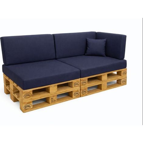 Set 6 coussins palette assises 120x60 dossiers + 120x40 kit coussins canapé de jardin Bleu coussins pour mobilier de jardin (1/5)