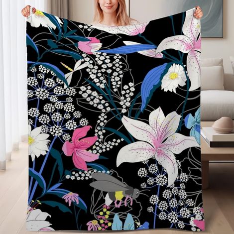 Couverture de lit en polaire, jeté doux et chaud de printemps, légère et luxueuse en microfibre de polyester, décoration intérieure cosy, cadeau idéal pour hommes femmes,6080 pouces (1/4)
