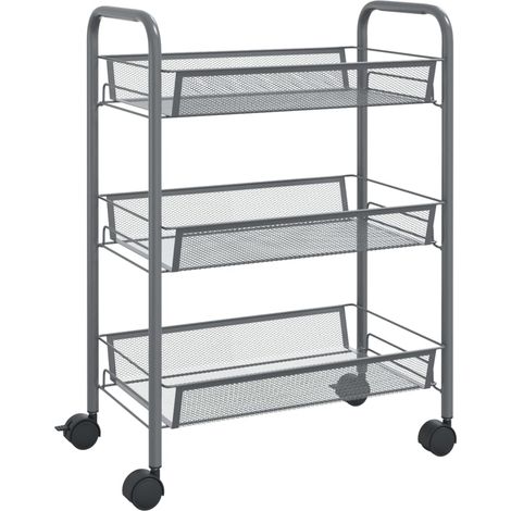 Maison Exclusive - Carrello da Cucina con 3 Ripiani Grigio 46x26x64 cm in Ferro