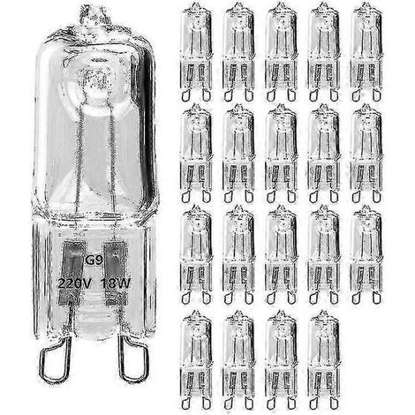 20 ampoules halogènes G9, ampoules halogènes transparentes à intensité variable de 18 W (1/5)