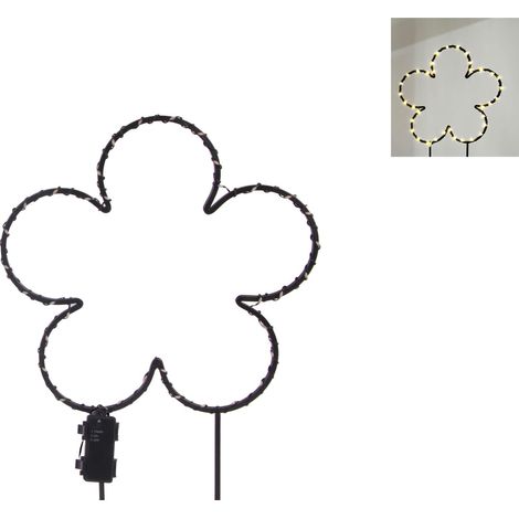 TrendLine LED-Stecker Blüte Eisen 58 x 39 cm schwarz warmweiß
