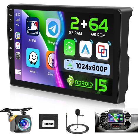 2+64G Autoradio 15 pour Berlingo B9 2008-2017/Partner 2008-2019, Carplay Android Auto sans Fil, Écran Tactile de 9" avec WiFi GPS FM/RDS BT SWC+Caméra de Recul+MIC (1/5)