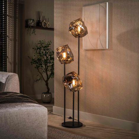 Lampadaire design verre chromé 3 blocs NIAGARA (1/5)