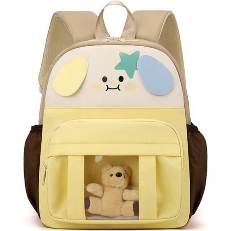 Sac à Dos Enfant Léger Mignon Cartable Scolaire en Oxford pour Garçon et Fille 3-6 Ans - Jaune (1/5)