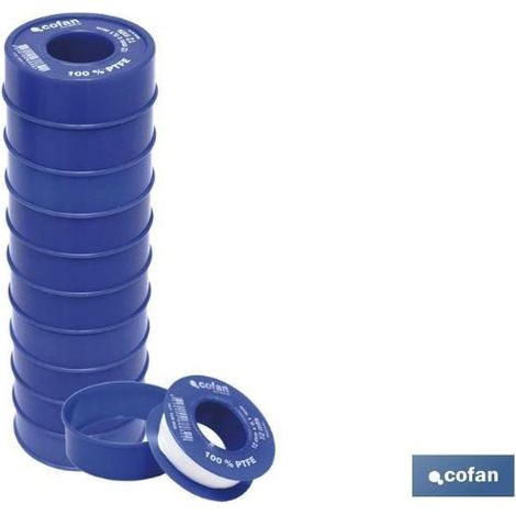 COFAN rollo 12 mts cinta ptfe de 12mm x 0,10mm   caja 10 unid.