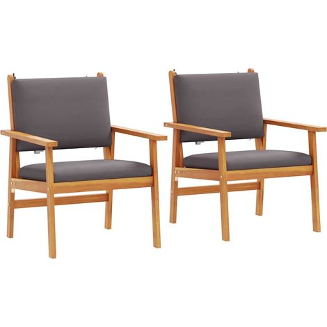 Lot de 2 Chaise de jardin,Chaise d'extérieur avec coussin Marron Bois d'acacia massif CFW6227116 (1/5)