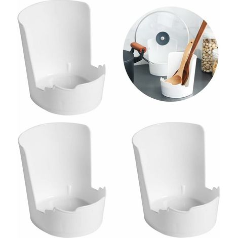 royaluxe - 3 pièces Support pour couvercles, Repose-cuillère Ustensile de cuisine organisateur, support multifonction, Cuisine support pour pinceaux, ustensiles, rangement pour couvercle de casserole (1/5)