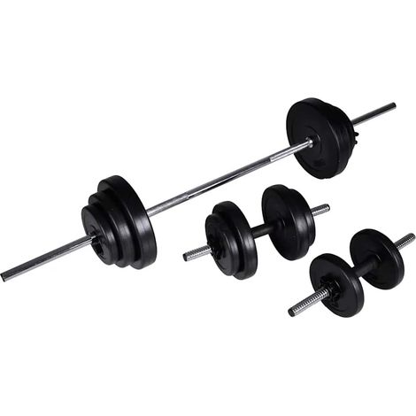 Juego de barras + 2 mancuernas 30,5kg (1/2)
