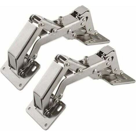 Furniture Door Hinges – Set of 2 Wide Angle 170° Hinges – Steel with Copper and Nickel Coating – 16 Stainless Steel Screws Included (1/5)