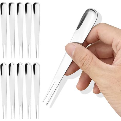 10 pièces Cuillère Fourchette à Dessert en Acier Inoxydable 304, Cuillère Fourchette 2 en 1, Fourchette, Cuillère, Cuillère à fourche double usage, pour desserts, salades, gâteaux, fruits,apéritifs (1/5)