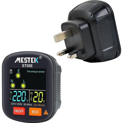 Tragbarer digitaler Steckdosentester 30-250V, RCD-Spannungsdetektor, Erdungs- und Phasenpolaritätsprüfer, UK-Stecker.