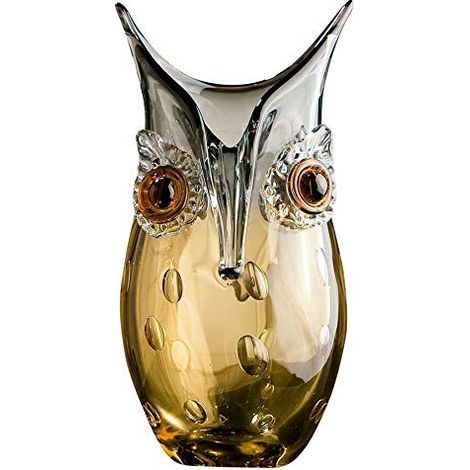Vase Design Hibou - Objet décoratif Fait à la Main en Verre H 27 cm, 2Marron-Gris (1/5)