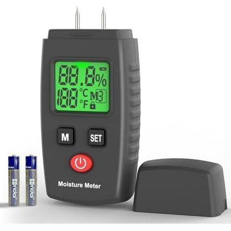 Testeur Humidité Humidimètre 2 broches Écran LCD Rétroéclairé Testeur d'humidité Numérique Professionnel pour le Bois pour tester l'humidité du bois/murs/matériaux de construction (1/5)