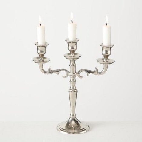 - Bougeoir - Porte-bougie - 27 cm - Aluminium - Varas - Argent (1/2)