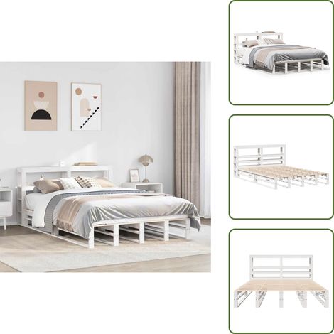 Letto con testiera - vidaXL Giroletto con Testiera Bianco 120x200 cm Legno Massello di Pino - Letto in legno