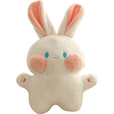 Weiches Plüsch-Kaninchen-Kuschelkissen, weiß, aus PP-Baumwolle, 40 cm, für Mädchen und Kinder (1/5)