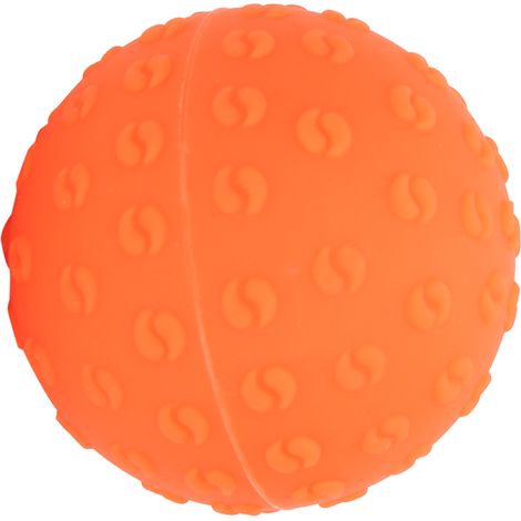 Balle de massage en silicone pour les fascias, idéale pour le fitness, le yoga et l'exercice. Convient au corps, aux épaules et aux mains. Couleur orange. (1/5)