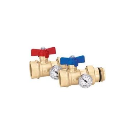 Paire de vannes d'arrêt à sphère. Avec thermomètre Ø 40 mm. Raccord 1 1/4 "F Caleffi 391177S1 1 1/4"F