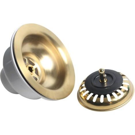 QORVA-Égouttoir de lavabo 114 mm XK223C041-K - Kit de vidage pour cuve simple - Kit de vidage - Or brossé SUS304 - Crépine XK223C041-K, XK223C041-Or brossé