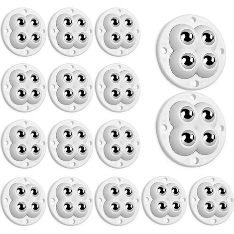16 Pièces Petite Roulettes pour Meubles Transfert à 4 Billes pour Meubles Pivotantes 360° Roues Auto-adhésives pour Poubelles Boîtes Rangement Meuble Blanc (1/5)
