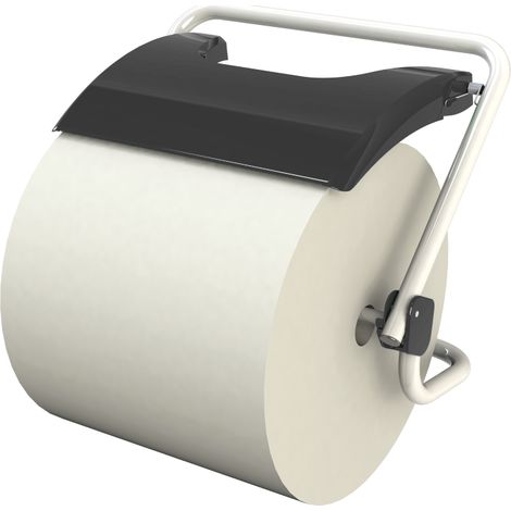 JVD – Support bobine mural pour bobines industrielles – Acier époxy blanc – Découpe facile avec scie intégrée – Hauteur 34,5 cm, largeur 36 cm (1/5)