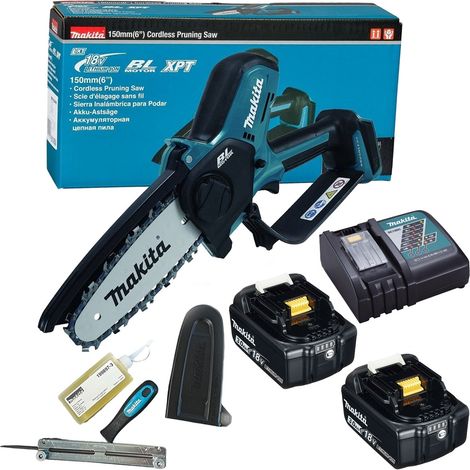 Makita DUC150Z Cordless Brushless Pruning Saw 18V 150mm 2x 3Ah Battery + Charger (1/5)