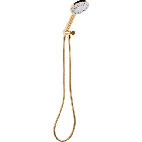 Conjunto de alcachofa y manguera clásico moderno 5 modos de chorro de metal dorado Uchiza