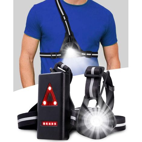Lampe frontale de course USB rechargeable avec éclairage LED, 500 lumens de puissance. Angle réglable à 90 degrés, lampe pectorale étanche à 3 modes pour activités sportives en plein air. (1/3)