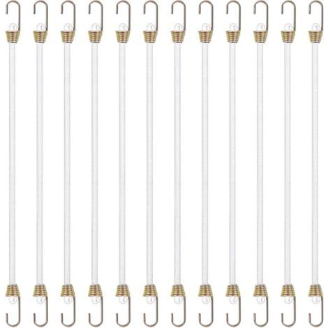 Lot de 12 tendeurs en caoutchouc blanc - 26 cm - Pour camping, bagages, voiture, chargements, camping-cars, activités de plein air (1/5)