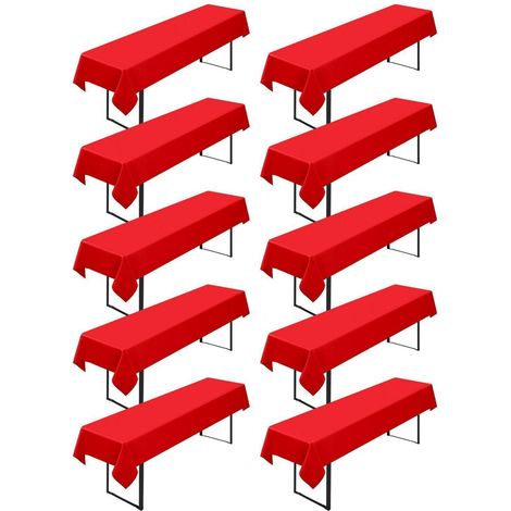10er-Set Biertischdecken 100x250cm Rot, Waschbar, Polyester