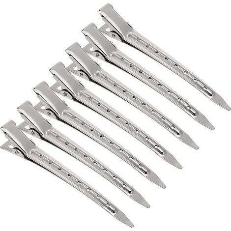 Set mit 12 professionellen Haarspangen im Alligator-Stil – Metallspangen mit Zähnen für Bastelarbeiten und Haarstyling – Silber (1/5)