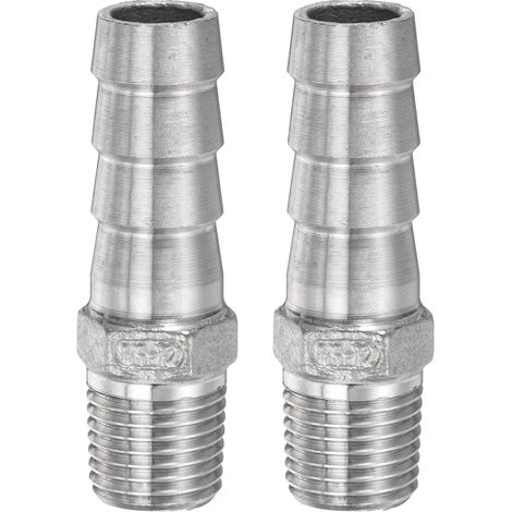 2 Raccords Tuyau Cannelé, Acier Inox 12mm, Filetage G 1/4 Mâle, Pour Eau Air Carburant (1/5)