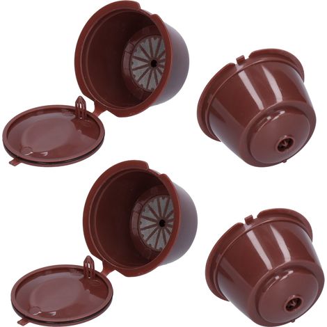 Capsule de café rechargeable, filtre à café réutilisable pour machine Dolce Gusto avec cuillère, couleur marron brossé (1/5)