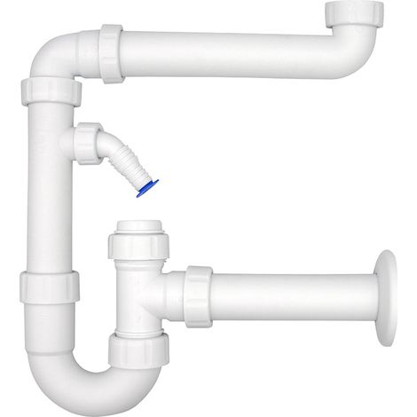 PP-Raumsparsiphon 1½" und 1¼", Geräteanschluss und Reinigungsöffnung