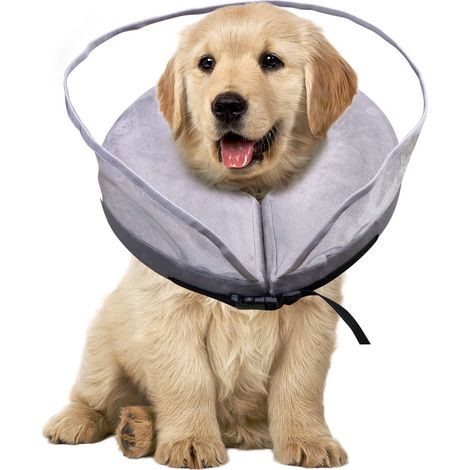 Cono gonfiabile per cani di taglia media - protezione da leccate, morsi e graffi. Adatto ad animali di taglia grande con circonferenza del collo di 38 cm. (1/5)