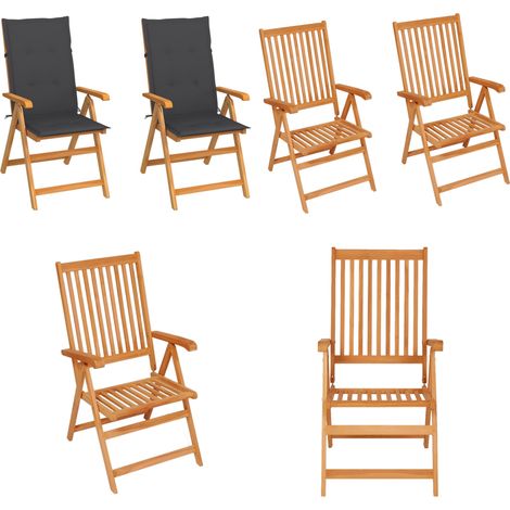 Chaises de jardin lot de 2 et coussins anthracite Bois de teck - Chaise De Jardin - Fauteuil De Jardin - Mobilier De Jardin - Meubles De Terrasse - Chaise Pliable - Home & Living (1/5)