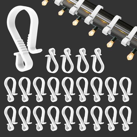 Crochets de gouttière pour guirlandes lumineuses, Lot de 40 - Attaches de fixation pour guirlandes extérieures, Supports de gouttière en plastique pour guirlandes et sapin - Blanc (1/5)