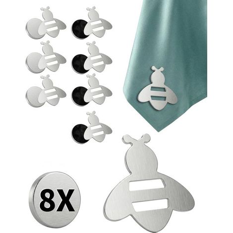 Pince Nappe Exterieur 8X Poids de Nappe en Acier Inoxydable Résistants Attache Nappe Robustes accroche Nappe pour Toutes Les Tables Jardin, Balcon et intérieur - env. 40g(Abeille) (1/5)