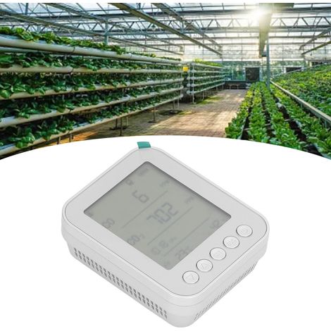Kohlendioxid-, Temperatur- und Feuchtigkeitsdetektor, Echtzeit-Überwachungsdetektor, Fünf-in-Eins-Multifunktionsdetektor, USB-wiederaufladbar, silber. (1/5)