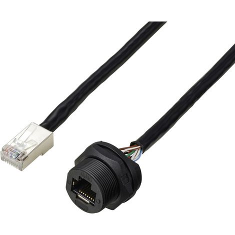 TRU COMPONENTS TC-E13T-FR5-PWF/MR6-NCA-0.5PV-JD RJ45-Buchse für rückseitige Montage mit Draht IP67 (