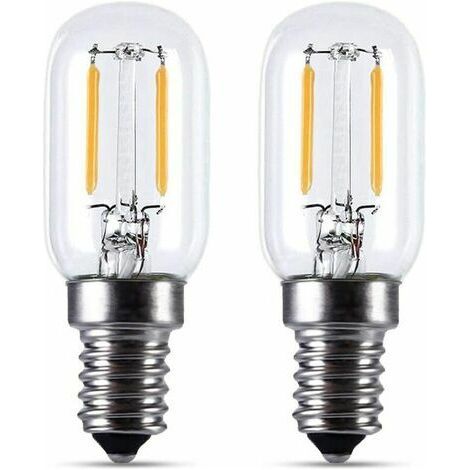 2pcs Ampoule LED E14- Ampoule réfrigérateur LED2W, T22, 200LM, équivalent à une lampe à incandescence 15W, blanc chaud 2700K, 230V, réfrigérateur / lampe au sel / avec petite LED E14, [Classe énergéti (1/4)