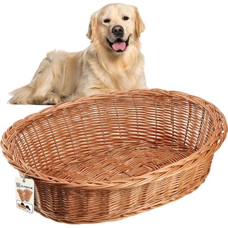 Lit pour chien, construction en osier, design ovale confortable, Bleu, XL (1/5)