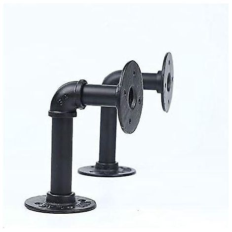 ensemble De 2 Supports D'tagre En Tube Industriel En Fer Noir Pour Tagre En Bois Personnalise, Montage Mural En Mtal Et Matriel De Tube Antique (1/5)