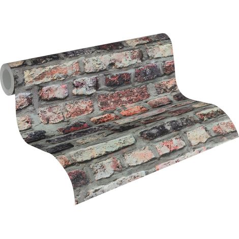 Papier peint brique grise et rose Tapisserie effet pierre originale Papiers peints tendances pour salon & chambre adulte (1/5)