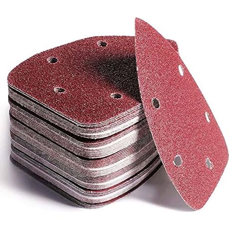 60 pièces feuilles abrasives pour ponceuse souris, 5 trous, disque auto-agrippant assorti grains 40/60/80/120/180/240, papier abrasif pour ponceuse souris 140mm, ponceuse orbitale (14cm x 9cm)